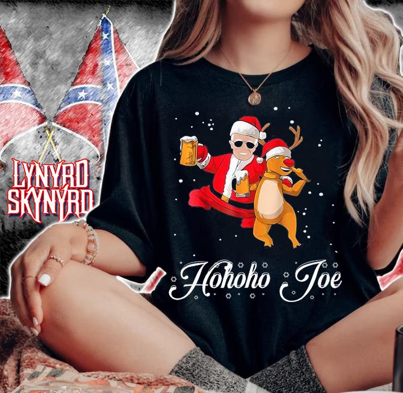 Merry Christmas With Biden Hohoho Joe Reindeer Beer T-Shirt t-shirt woman shirt