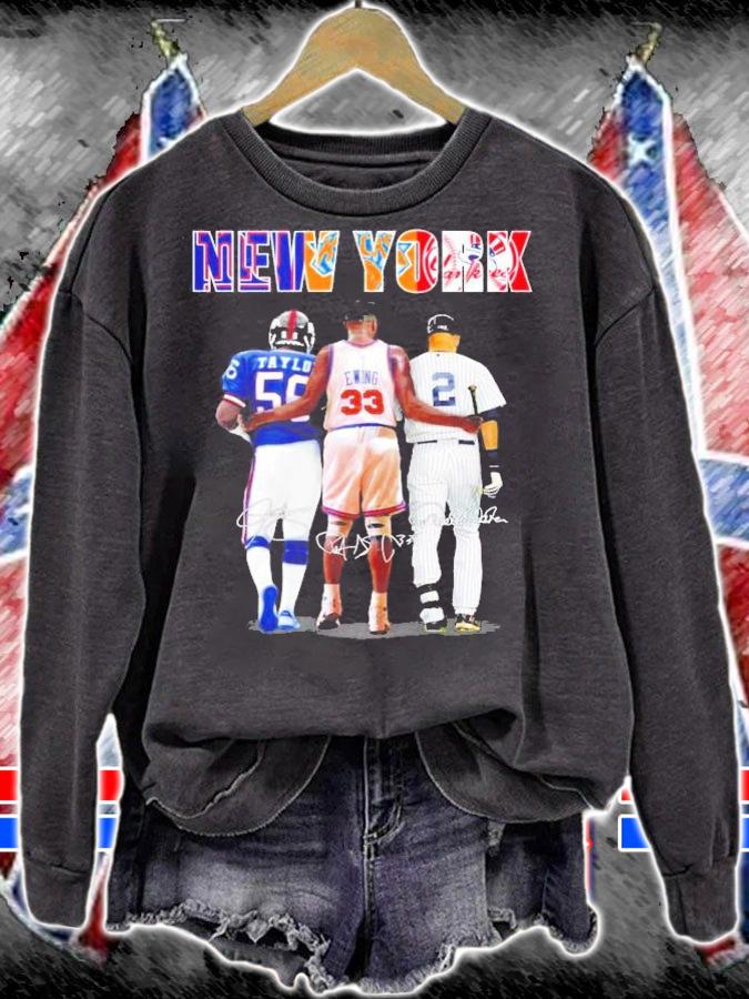 New York Lawrence Taylor Patrick Ewing And Derek Jeter Signatures Shirt t-shirt sweatshirt