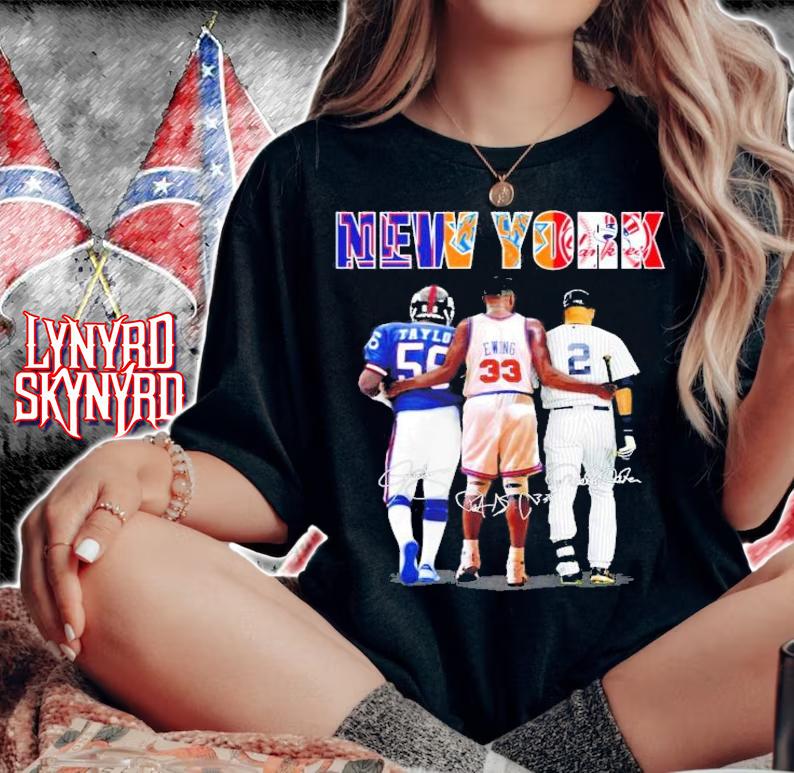 New York Lawrence Taylor Patrick Ewing And Derek Jeter Signatures Shirt t-shirt woman shirt