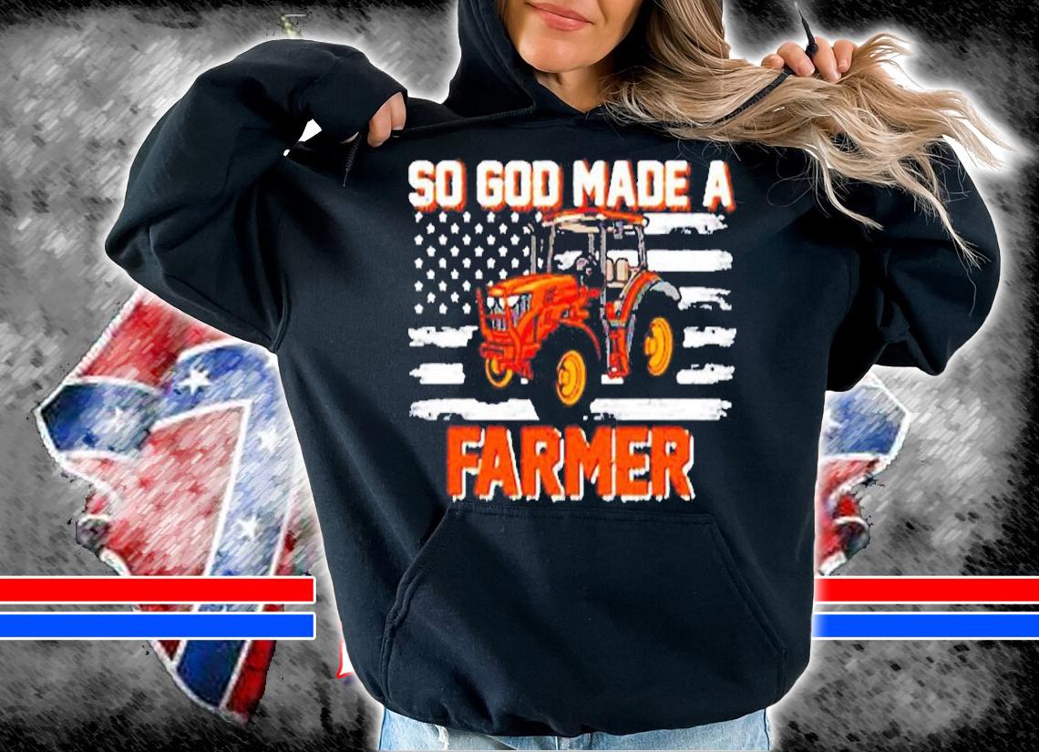 Vintage So God Made A Farmer Usa Flag Tractor Farming Lover T-Shirt t-shirt