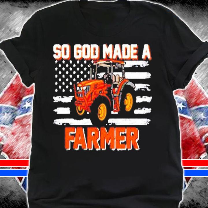Vintage So God Made A Farmer Usa Flag Tractor Farming Lover T-Shirt t-shirt