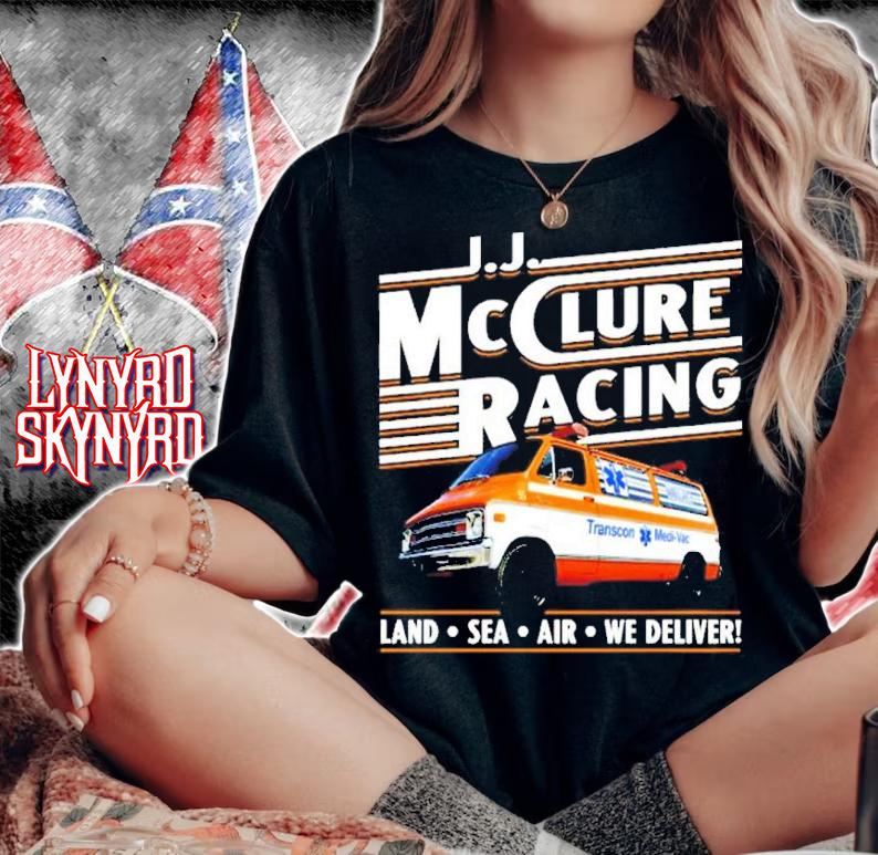 Official J.J. McClure Racing Land Sea Air We Deliver Shirt t-shirt