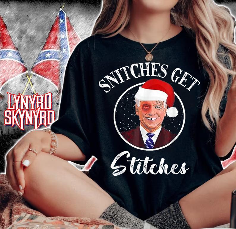 Santa Joe Biden Snitches Get Stitches Christmas Ugly Funny Christmas Biden T-Shirt t-shirt woman shirt
