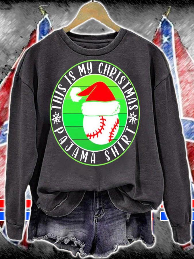 This is My Christmas Pajama Baseball Santa Hat shirt t-shirt sweatshirt