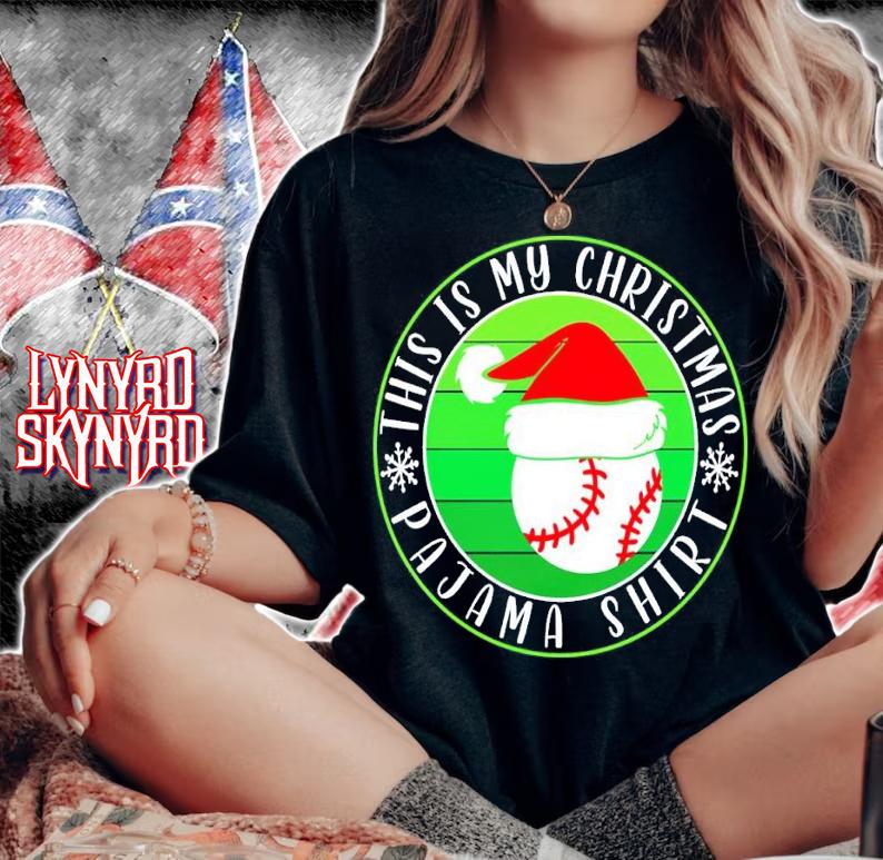 This is My Christmas Pajama Baseball Santa Hat shirt t-shirt woman shirt
