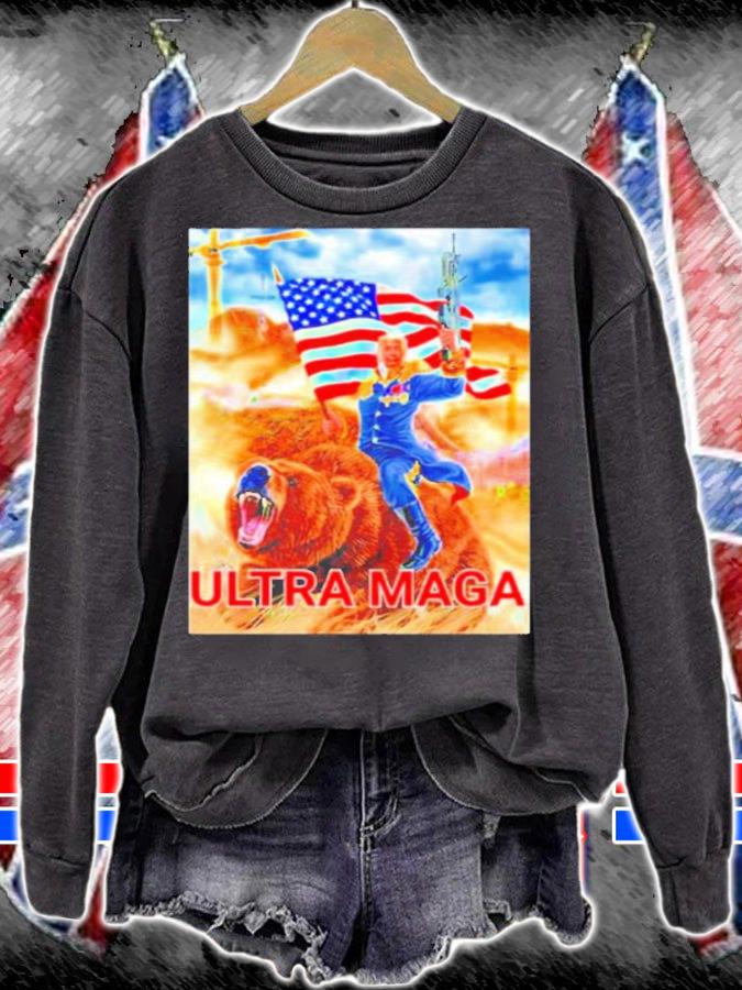 Trump Ultra Maga The Great Maga King Trump Riding Bear King t-shirt sweatshirt