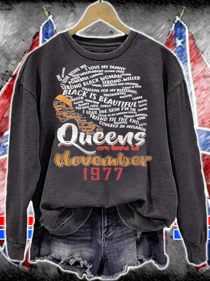 Womens Queens Are Born In November 1977 44Th Birthday Cute Gift Shirt t-shirt sweatshirt
