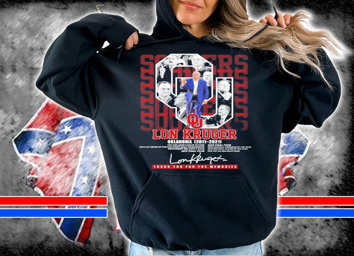 Lon Kruger Oklahoma 2011-2021 Signatures Thank You For The Memories Shirt t-shirt