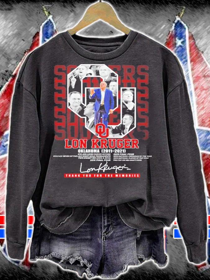 Lon Kruger Oklahoma 2011-2021 Signatures Thank You For The Memories Shirt t-shirt