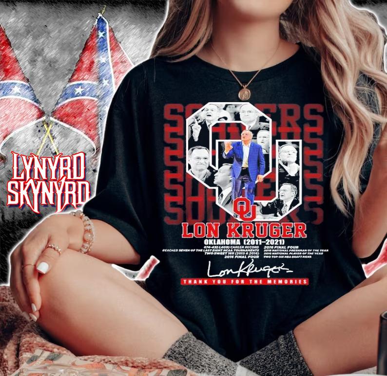 Lon Kruger Oklahoma 2011-2021 Signatures Thank You For The Memories Shirt t-shirt