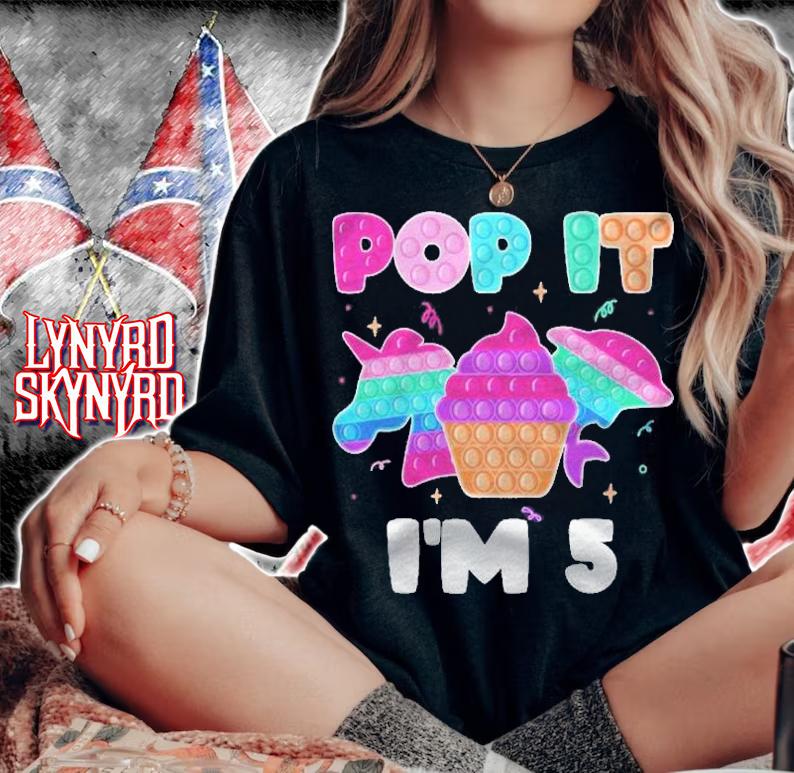 Pop It Im 5 Birthday Girl Pop Fidget Toys Graphic Unicorn Shirt t-shirt