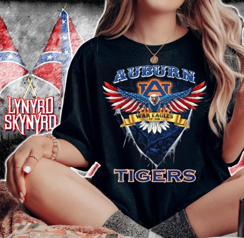 Auburn Tigers Canes Watch Eagle Wing American Flag t-shirt woman shirt
