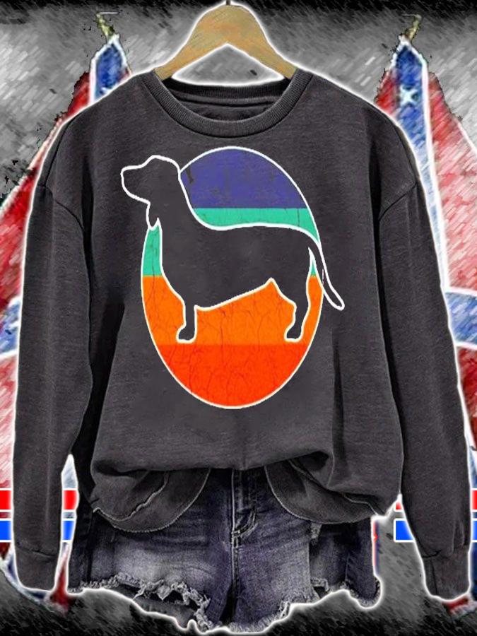 Vintage Retro Dachshund Dog Silhouette Wiener T-Shirt t-shirt