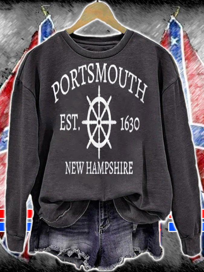 Classic Portsmouth Nh Graphic With Captains Wheel Pullover Shirt sweatshirt