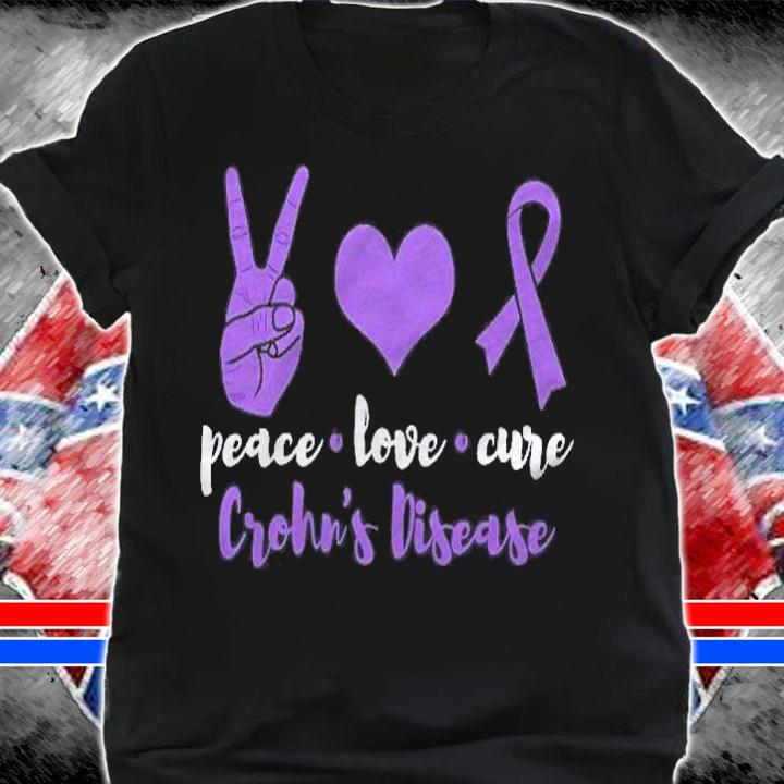 Peace Love Cure Crohns Disease Awareness Warrior Shirt