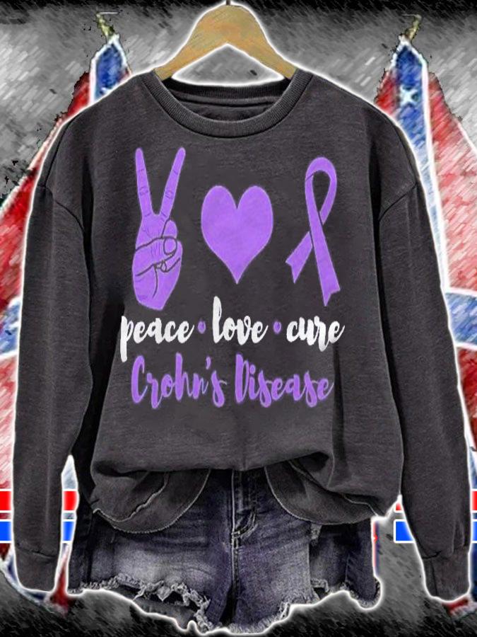 Peace Love Cure Crohns Disease Awareness Warrior Shirt