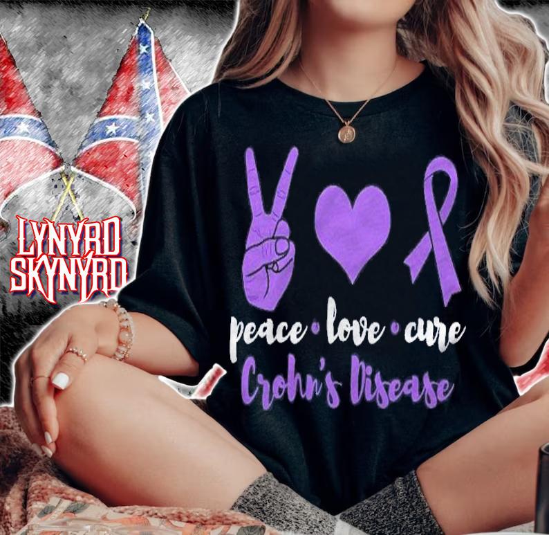 Peace Love Cure Crohns Disease Awareness Warrior Shirt