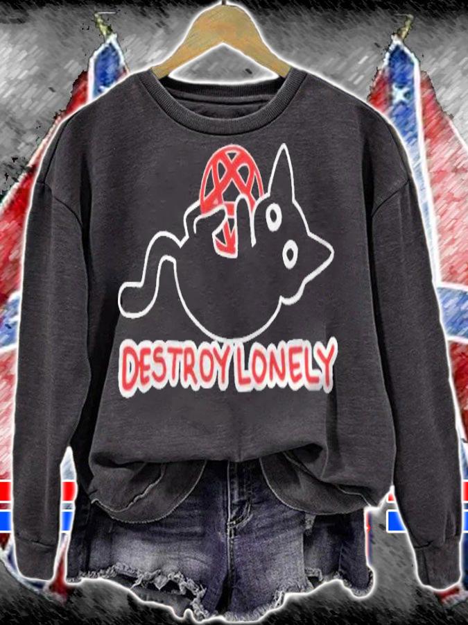 Destroy lonely black cat T-shirt