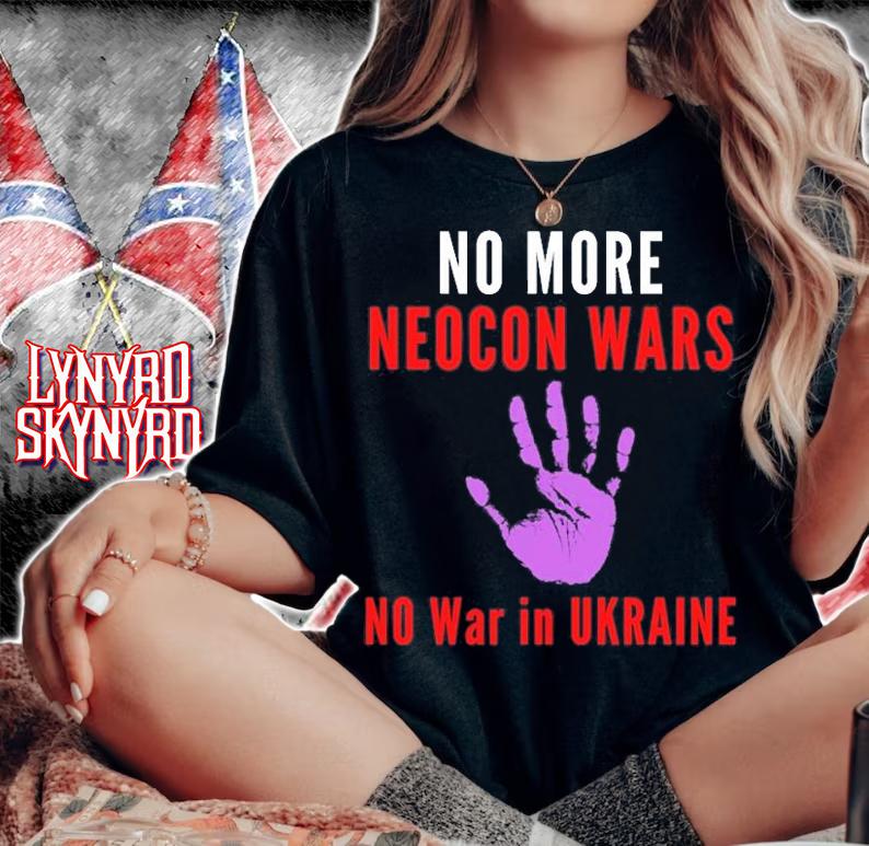 No More Neocon Wars No War In Ukraine Hand Print T-Shirt woman shirt