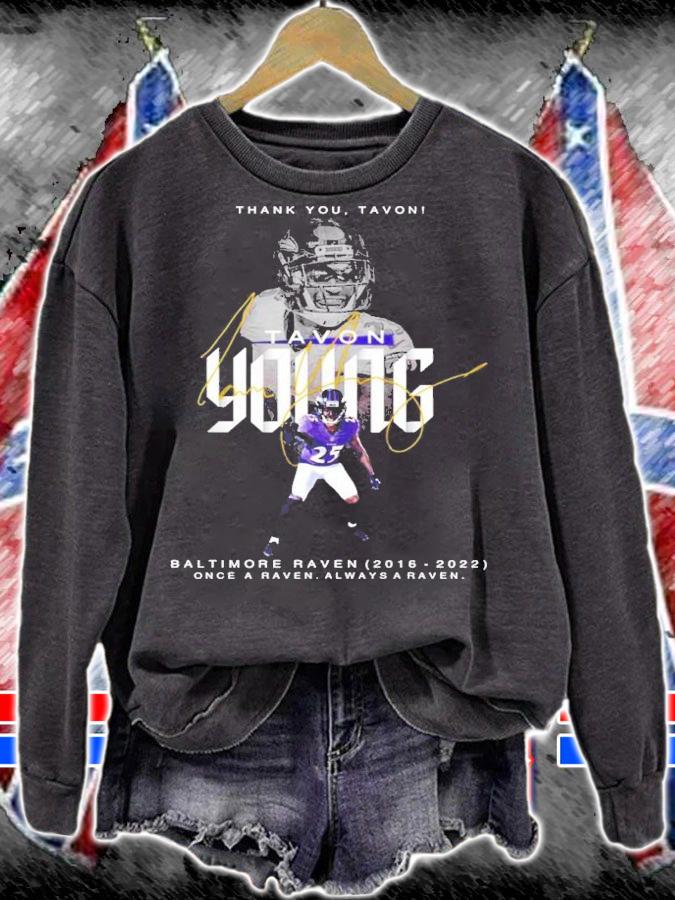 Thank You Tavon Young Baltimore Raven 2016-2022 Once A Raven Always A Raven Signatures Shirt sweatshirt