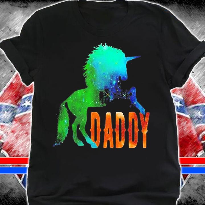 Daddy With Galaxy Unicorn T-Shirt