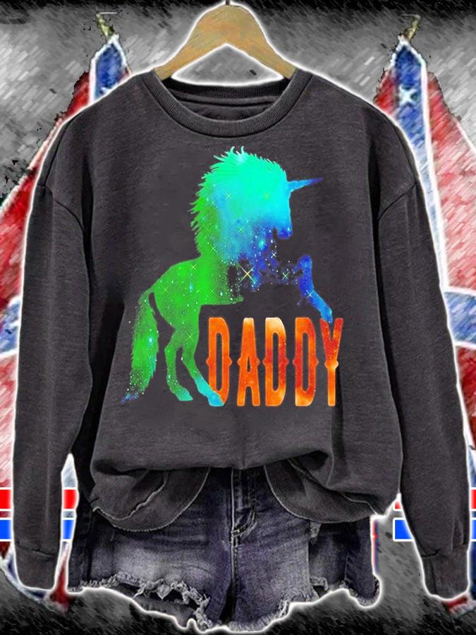 Daddy With Galaxy Unicorn T-Shirt