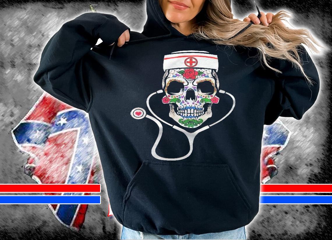 Day Of The Dead Nurse Flower Sugar Skull Shirt hoodie
