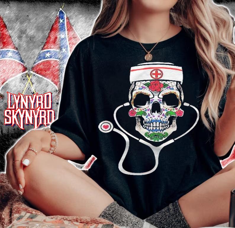 Day Of The Dead Nurse Flower Sugar Skull Shirt woman shirt
