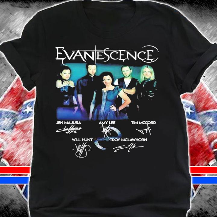 Evanescence Jen Majura Amy Lee Tim Mccord Will Hunt Troy McLawhorn signatures shirt shirt