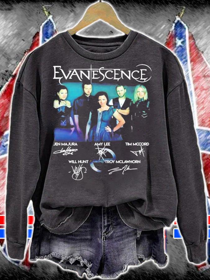 Evanescence Jen Majura Amy Lee Tim Mccord Will Hunt Troy McLawhorn signatures shirt sweatshirt