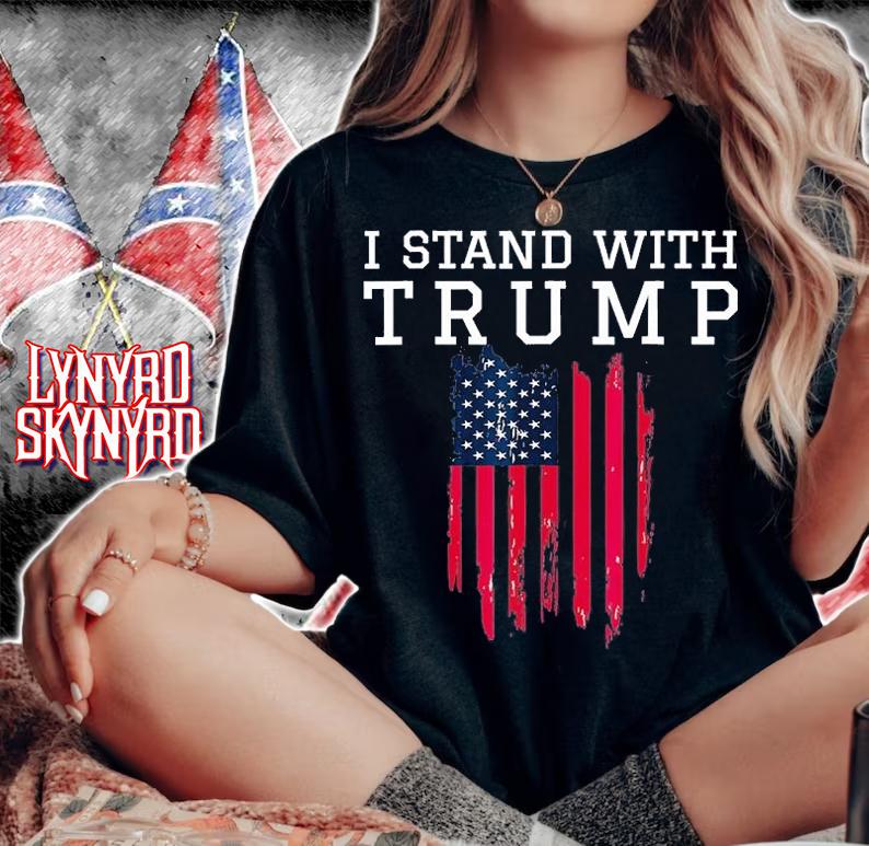 I Stand With Trump Pro Trump Supporter Us Flag T-Shirt woman shirt