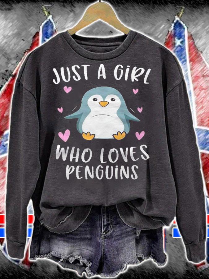Just A Girl Who Loves Penguins Funny Penguin Gifts For Girls Pullover shirt sweatshirt