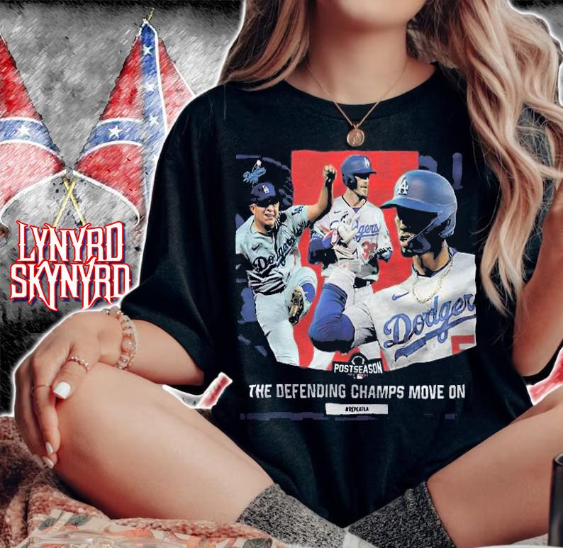 Los Angeles Dodgers Postseason 2021 The Defending Champs Move On Shirt woman shirt