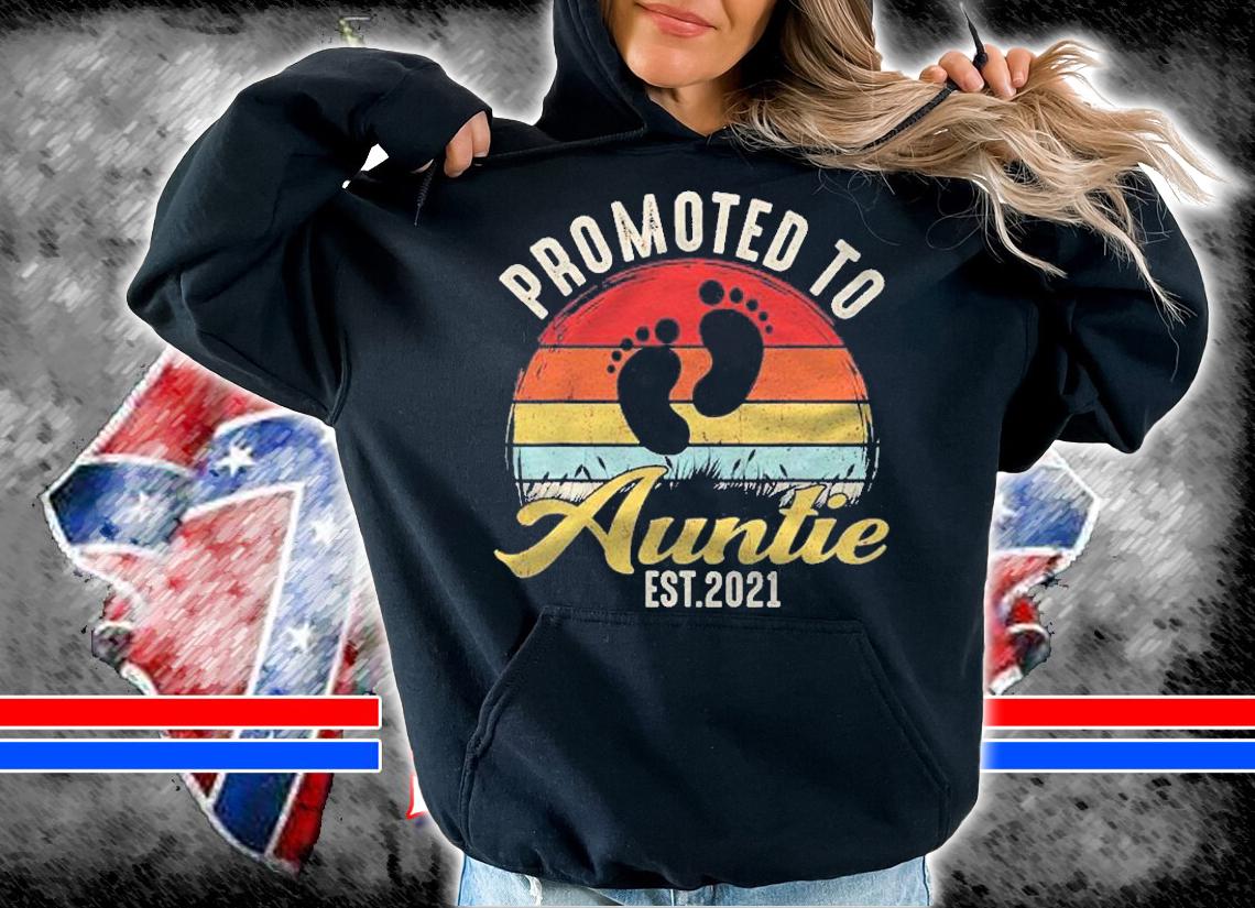 Promoted To Auntie Est 2021 New Aunt Retro Baby Shirt hoodie