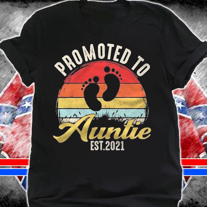 Promoted To Auntie Est 2021 New Aunt Retro Baby Shirt shirt