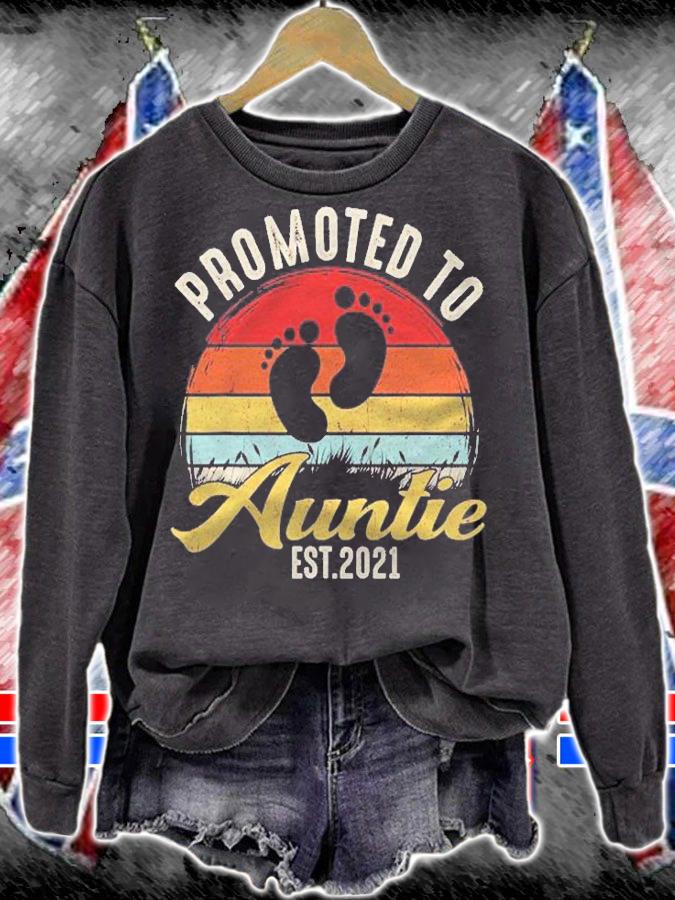 Promoted To Auntie Est 2021 New Aunt Retro Baby Shirt sweatshirt
