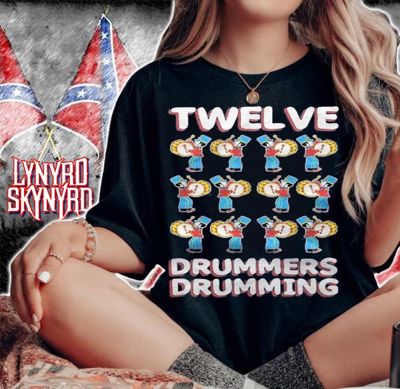 Twelve Drummers Drumming Song 12 Days Christmas Shirt woman shirt
