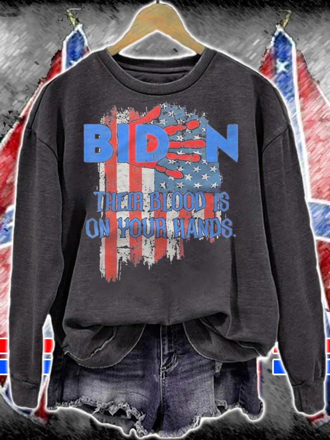 Vintage Joe Biden Their Blood Is On Your Hands USA Flag T-Shirt sweatshirt