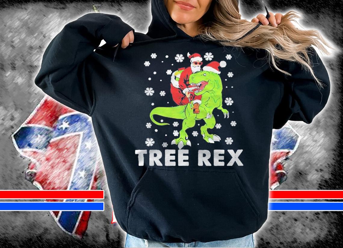 Christmas Dinosaur Tree Rex Pajamas Santa T-shirt hoodie