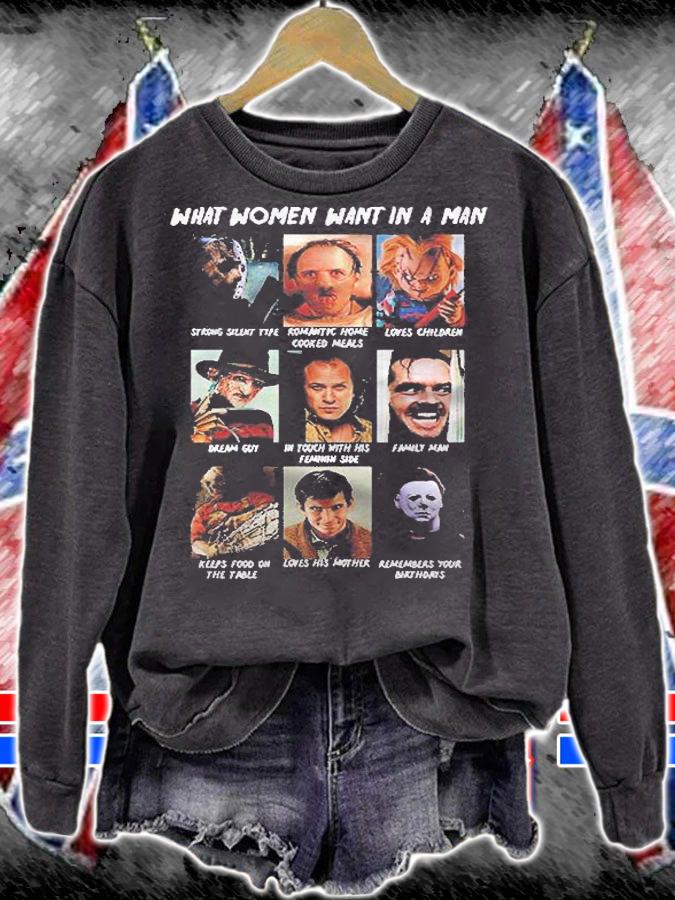 Halloween Funny What Women Want In A Man Movies Horror Jason Chucky Freddy Classic Shirt sweatshirt
