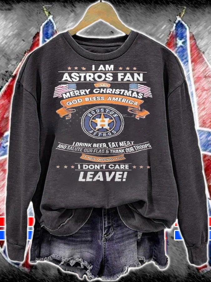 Houston Astros I Am Astros Fan Merry Christmas God Bless America Shirt