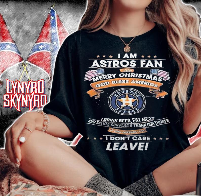 Houston Astros I Am Astros Fan Merry Christmas God Bless America Shirt