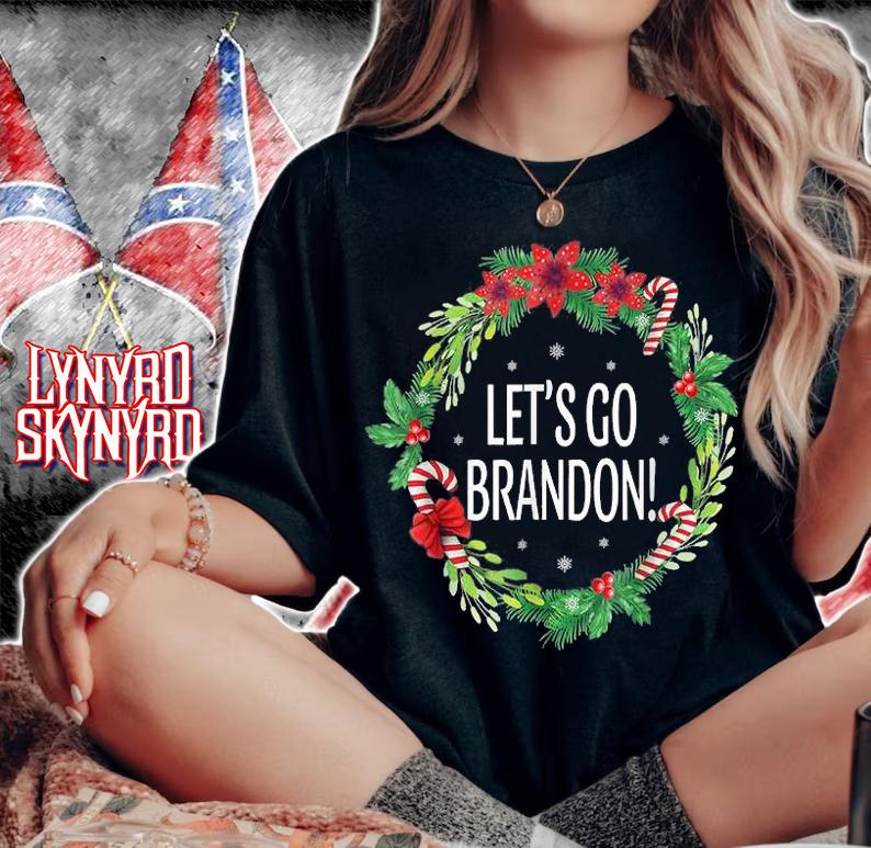 Let's go Brandon Wreath Christmas t-Shirt woman shirt