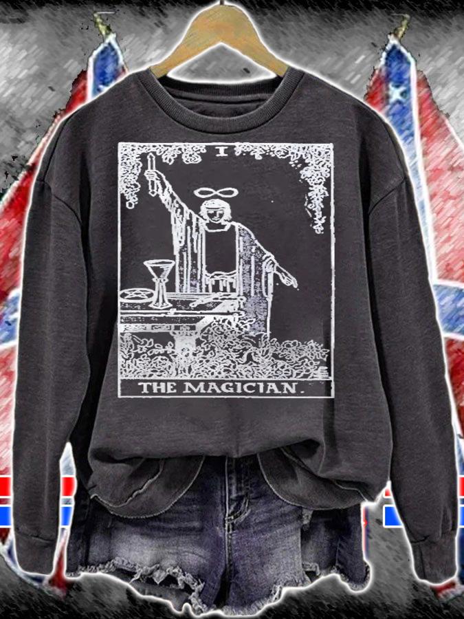 The Magician Tarot Card White Vintage Pullover Shirt
