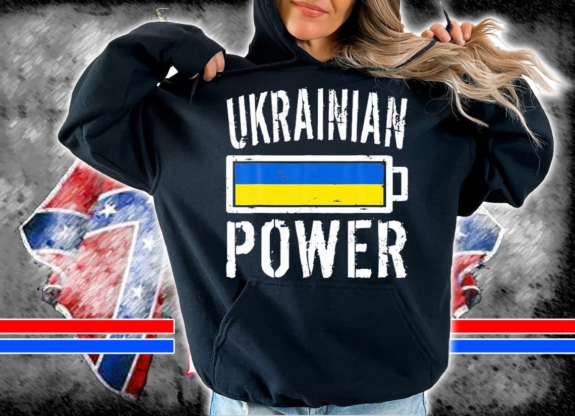 Ukraine Flag Ukrainian Power Battery Proud T-Shirt hoodie