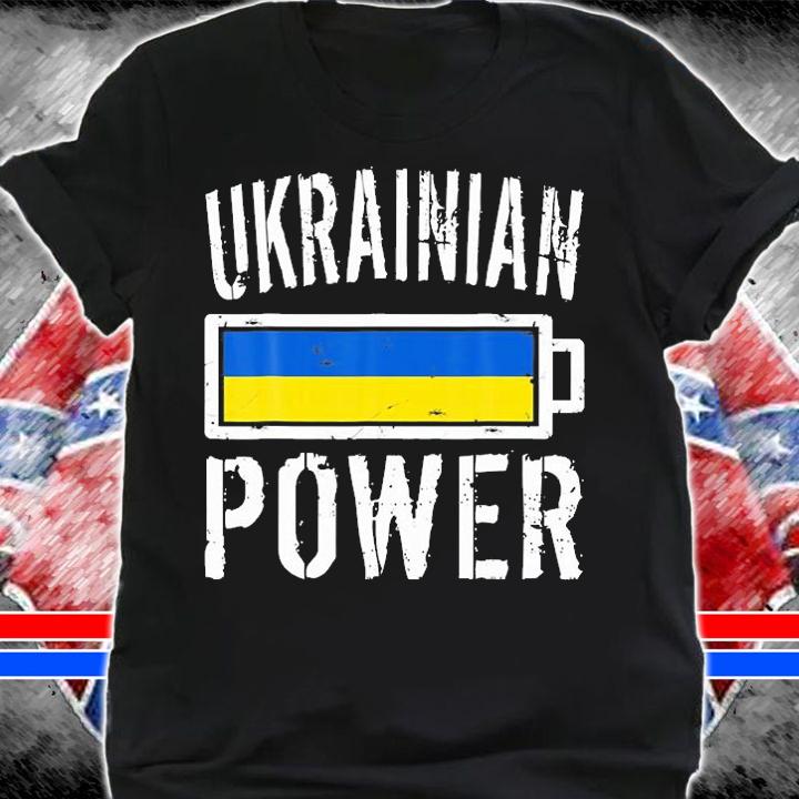 Ukraine Flag Ukrainian Power Battery Proud T-Shirt shirt