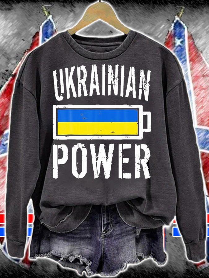 Ukraine Flag Ukrainian Power Battery Proud T-Shirt sweatshirt