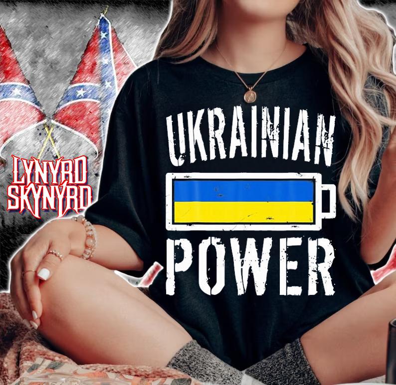 Ukraine Flag Ukrainian Power Battery Proud T-Shirt woman shirt