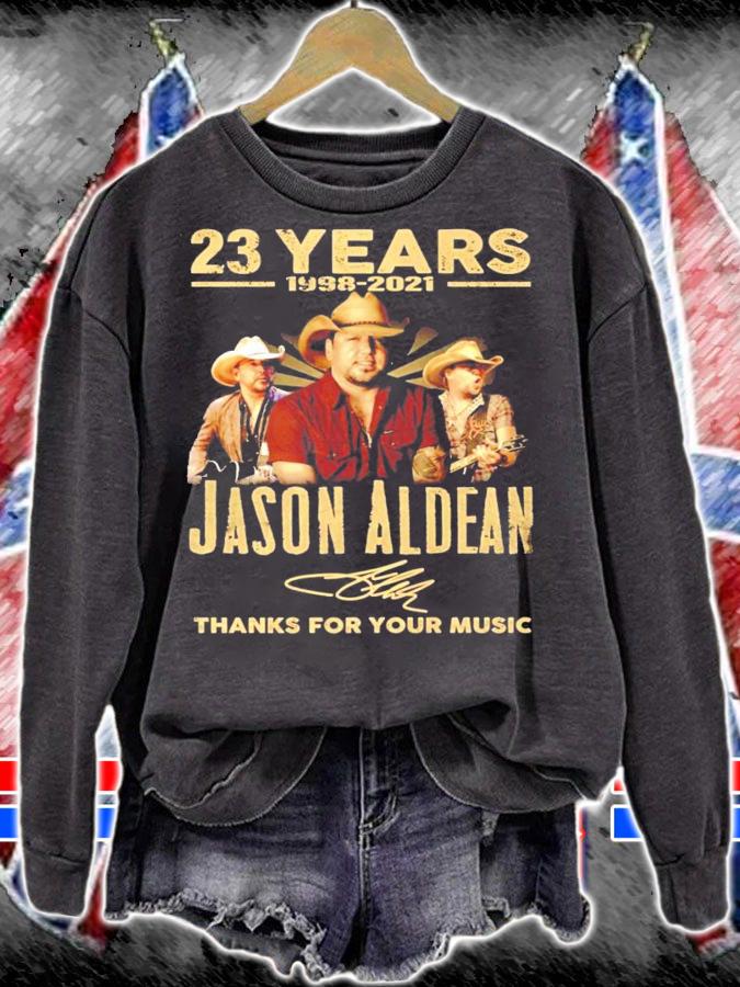 23 years 1998-2001 Jason Aldean signature t-shirt sweatshirt