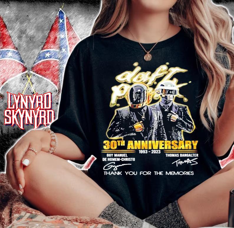 Daft Punk 30th Anniversary 1993-2023 Signatures Thank You For The Memories Shirt woman shirt